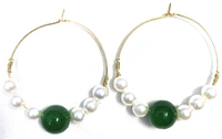 NIBRAS Green Pearl Hoop Earrings - B09JN42M41, 6 gm, 4.5cm x 4cm x 1cm